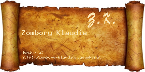 Zombory Klaudia névjegykártya